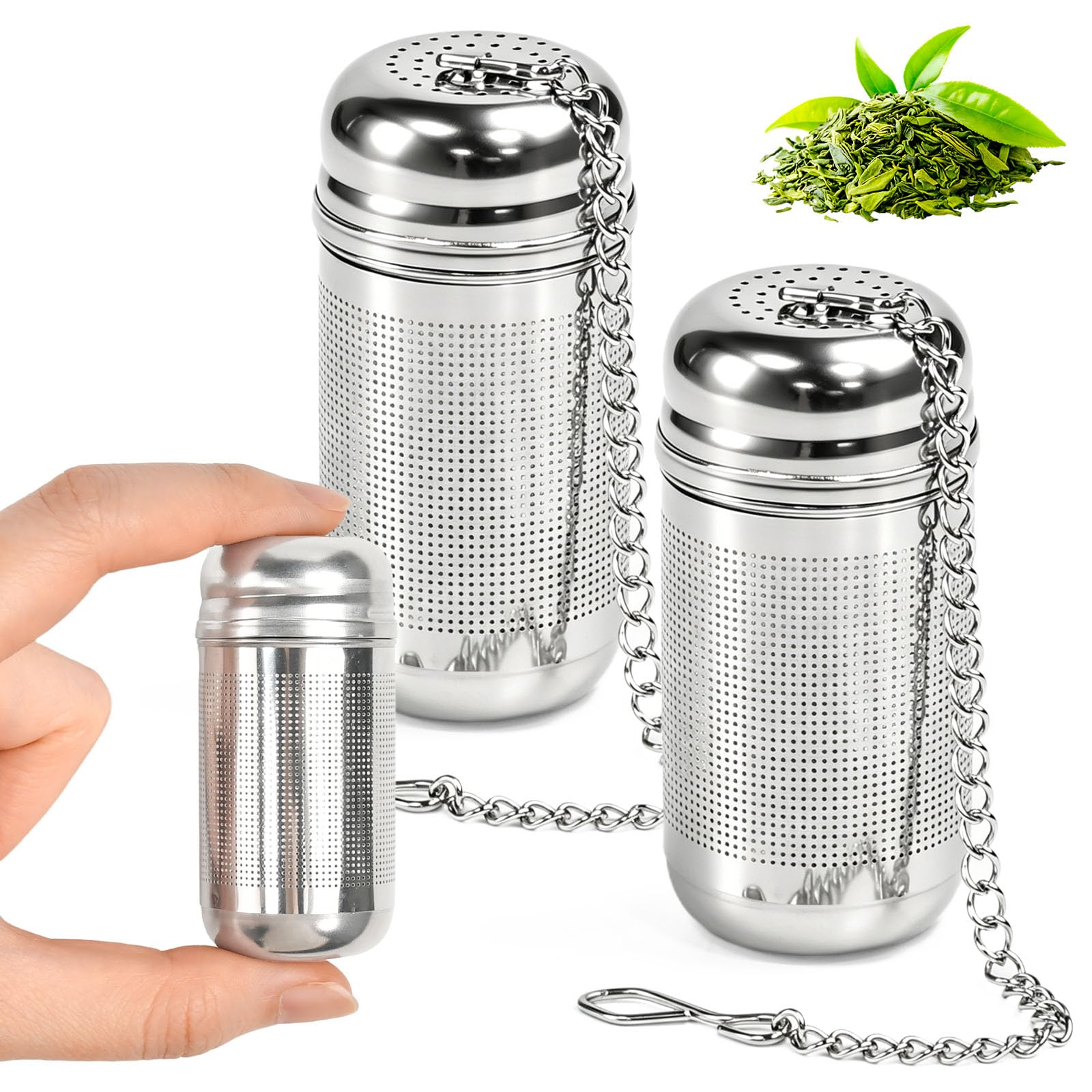 3 Petites Passoires À Thé Inox Avec Chaîne Et Bouchon Passoire À Thé Réutilisable Infuseur Thé Acier Inoxydable 304 Avec Bouchon Et Crochet De Chaîne Convient