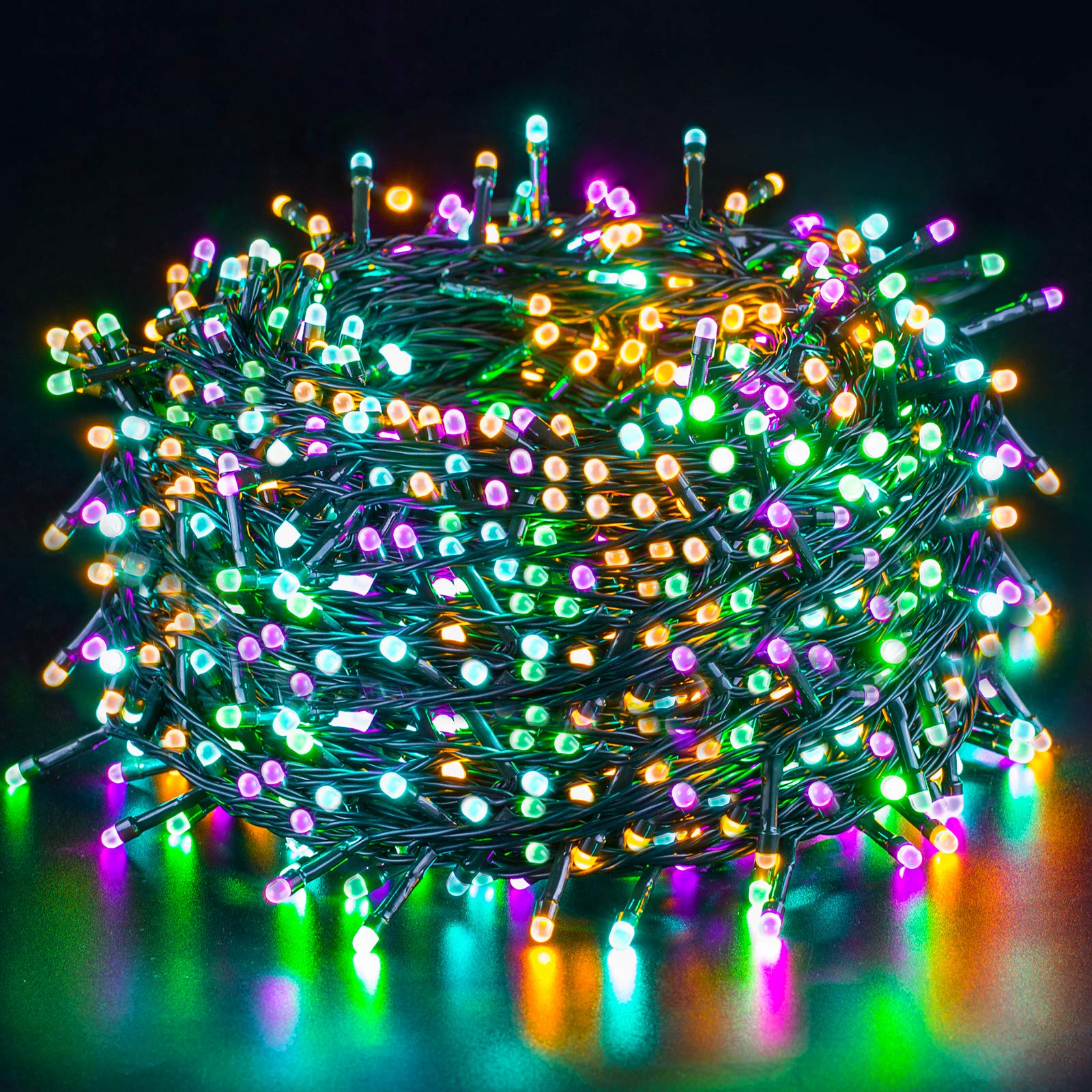 Quntis Luci Natale Esterno 50M 500 LED, Luci Albero di Natale con 8 Modalità, IP44 Impermeabile Luci Natalizie Decorazioni per Esterno Interno Casa Feste Balcone Terrazzo Gazebo, Colori