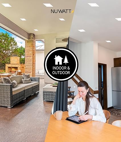 Miniatura 5 de NUWATT Luces empotrables LED de oblea cuadrada de 4 pulgadas, 5 CCT seleccionables 2700 K/3000 K/3500 K/4000 K/5000 K, 630 lúmenes regulables, luz