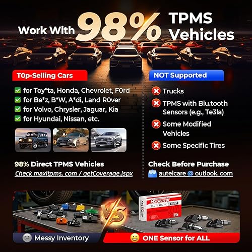 Miniatura 5 de Autel Sensor TPMS 1 sensor, válvula de metal MX-Sensor 315 MHz + 433 MHz, programable universal especialmente diseñado para reemplazo de sensores