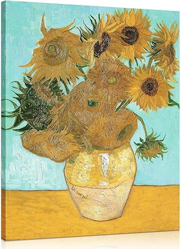 Van Gogh - Lienzo decorativo para pared, diseño de doce girasoles, pintura al óleo, reproducción de cuadros, decoración de dormitorio, impresiones