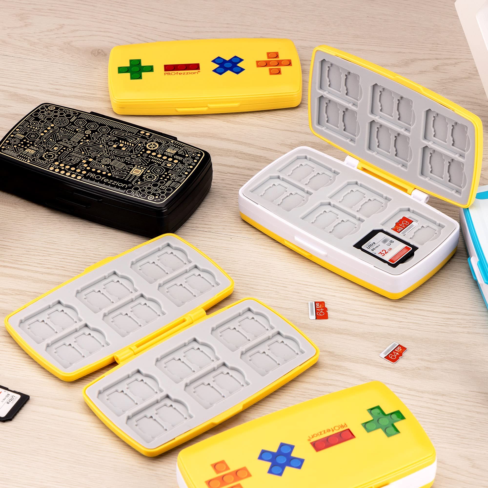 Custodia Schede Memoria PROfezzion 36 Slot | Per 12 SD E 24 Micro SD | Blu Antishock Con Chiusura Magnetica