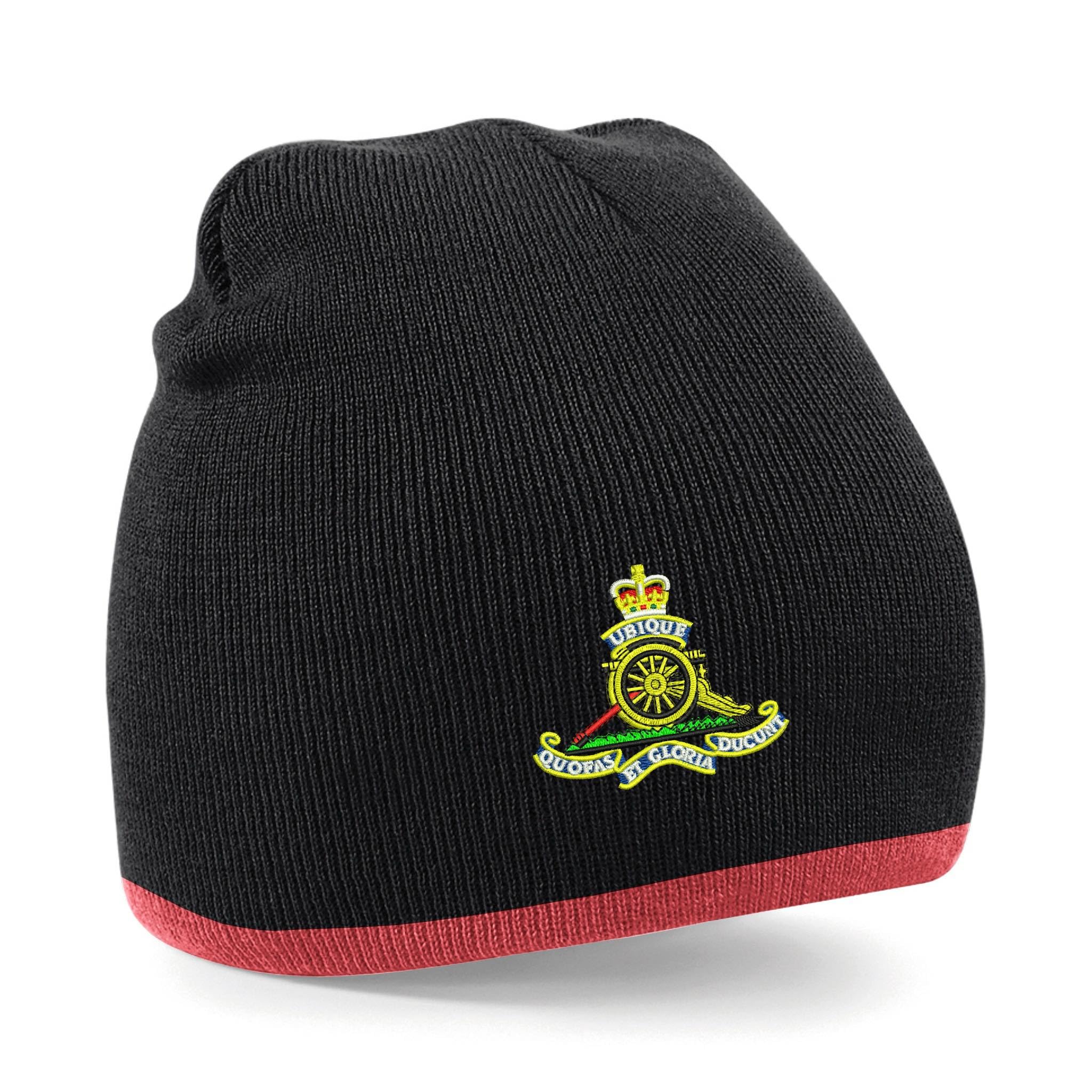 The Military Store Unisex Black/Red Royal Artillery Beanie Hat