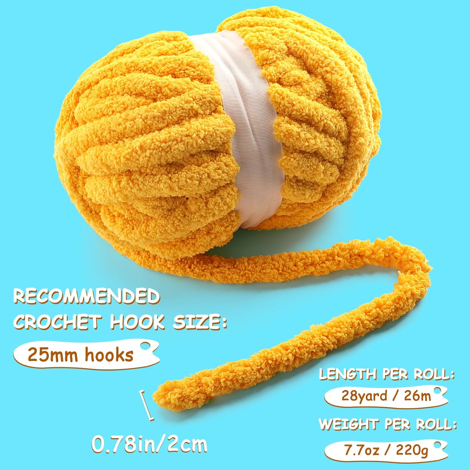 8 Pack Chunky Yarn for Hand Knitting - Chunky Chenille Yarn for Crocheting - Fluffy Yarns for Crochet - Jumbo Yarns for Hand Knitting 28.4 Yds 7.7 Oz Per Roll (8, Big Red-Milky White)