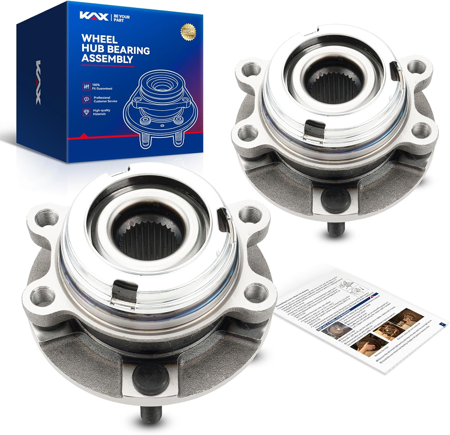 KAX 513294 2PCS Front Wheel Hub Bearing Compatible with Nissan Altima 2007-2012,5 Lugs Wheel Bearing and Hub Assembly