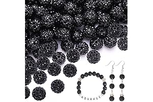 100 pcs 10mm Black Crystal Beads Round Rhinestone for Jewelry Making
