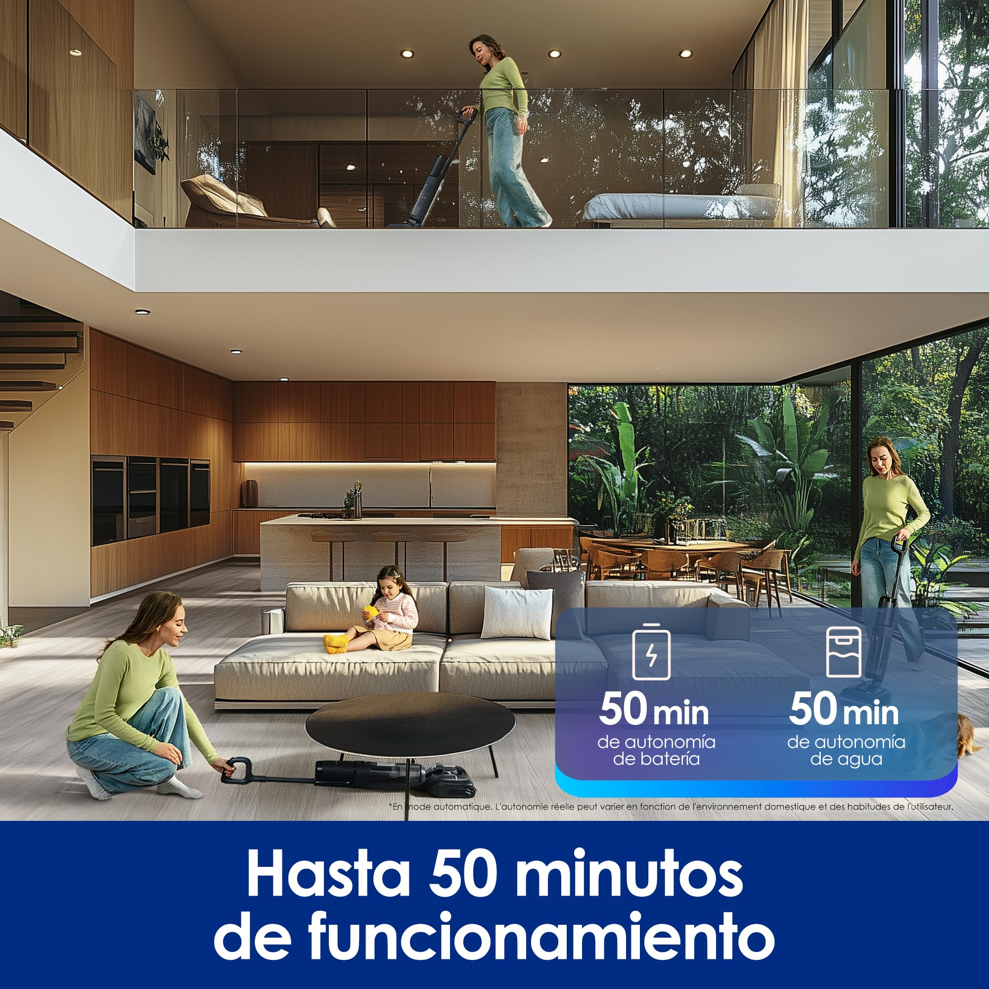 Tineco Floor One S7 Stretch Ultra, Aspiradora inalámbrica en seco y húmedo, 21.000 Pa, Diseño antienredos con posición Horizontal de 180 °, 50 Minutos de autonomía, Autolimpieza FlashDry a 85 °C