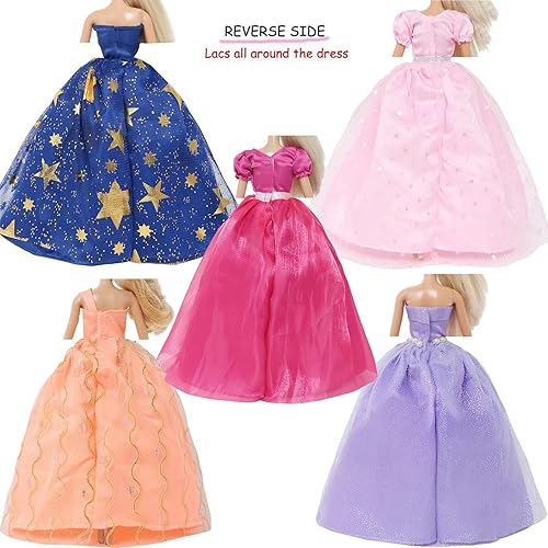 Miniatura 4 de BJDBUS 5 piezas de vestido de novia hecho a mano vestido de fiesta para niña de 11.5 pulgadas muñeca accesorios de ropa al azar conjunto de ropa