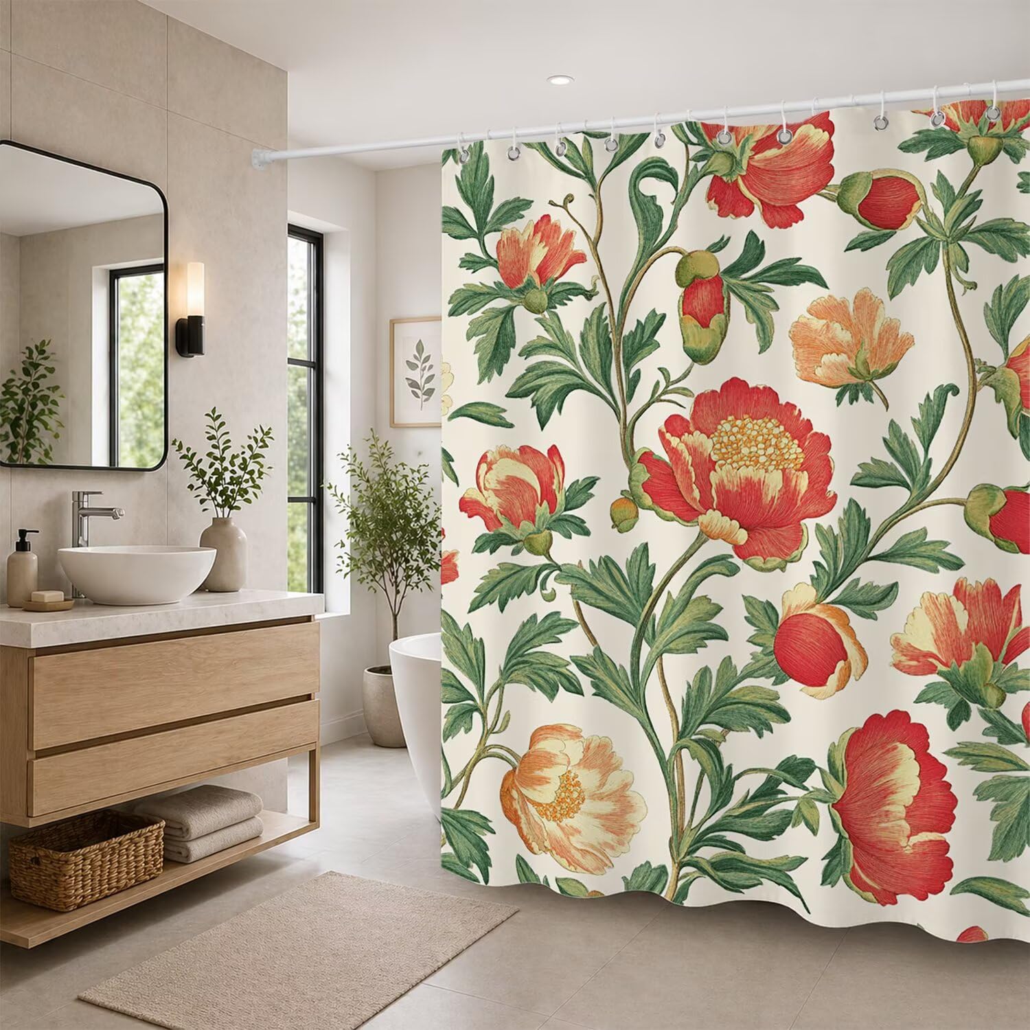 Rideau de douche tissu haut de gamme imperméable imprimé floral 180x190