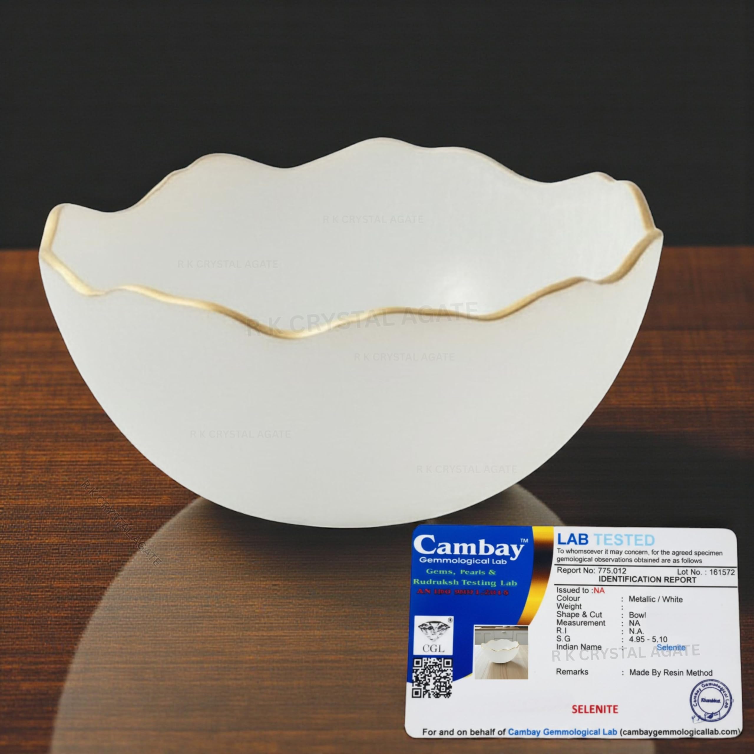 Certified Natural Selenite Crystal Dust Bowl with Golden Rim | 3.5 Inch Healing Energy Cleansing for Home Decor, Meditation, Reiki & Vastu | Crystal Gift Item (Selenite Bowl with Golden Rim)-image-16