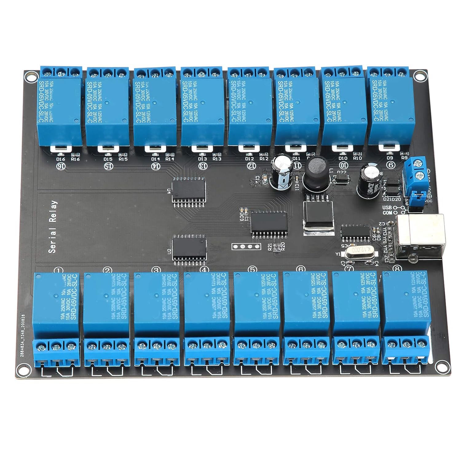 Cuifati 16-Channel USB Controlled Relay Board with 16 SPDT Relays