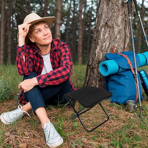 Miniatura 8 de Taburete plegable portátil con elegante bolsa con cremallera, ligero y asiento al aire libre para camping, senderismo, pesca, mochilero, picnic,