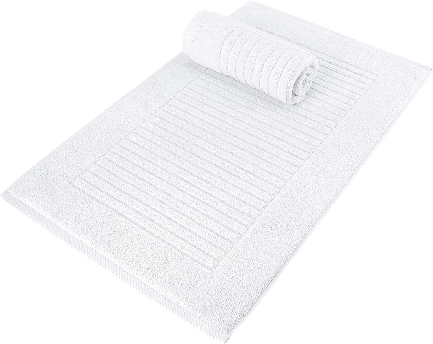 Classic Turkish Towels CTT - 2 Piece Bathroom Rugs Set, 100% Cotton Bath Mats, Comfy & Highly Absorbent Bathroom Floor Mats, Machine Washable | 20"x32" (White)