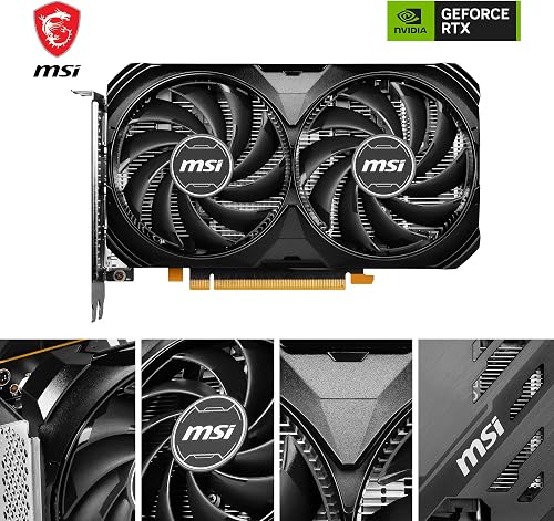 MSI GeForce RTX 4060 Ventus 2X Black 8G Carte Graphique, 8GB GDDR6 (17 GB/s, 128-bit), PCIe 4.0-2 x Ventilateurs TORX Fan 4.0 - HDMI 2.1a, DisplayPort 1.4a - 2
