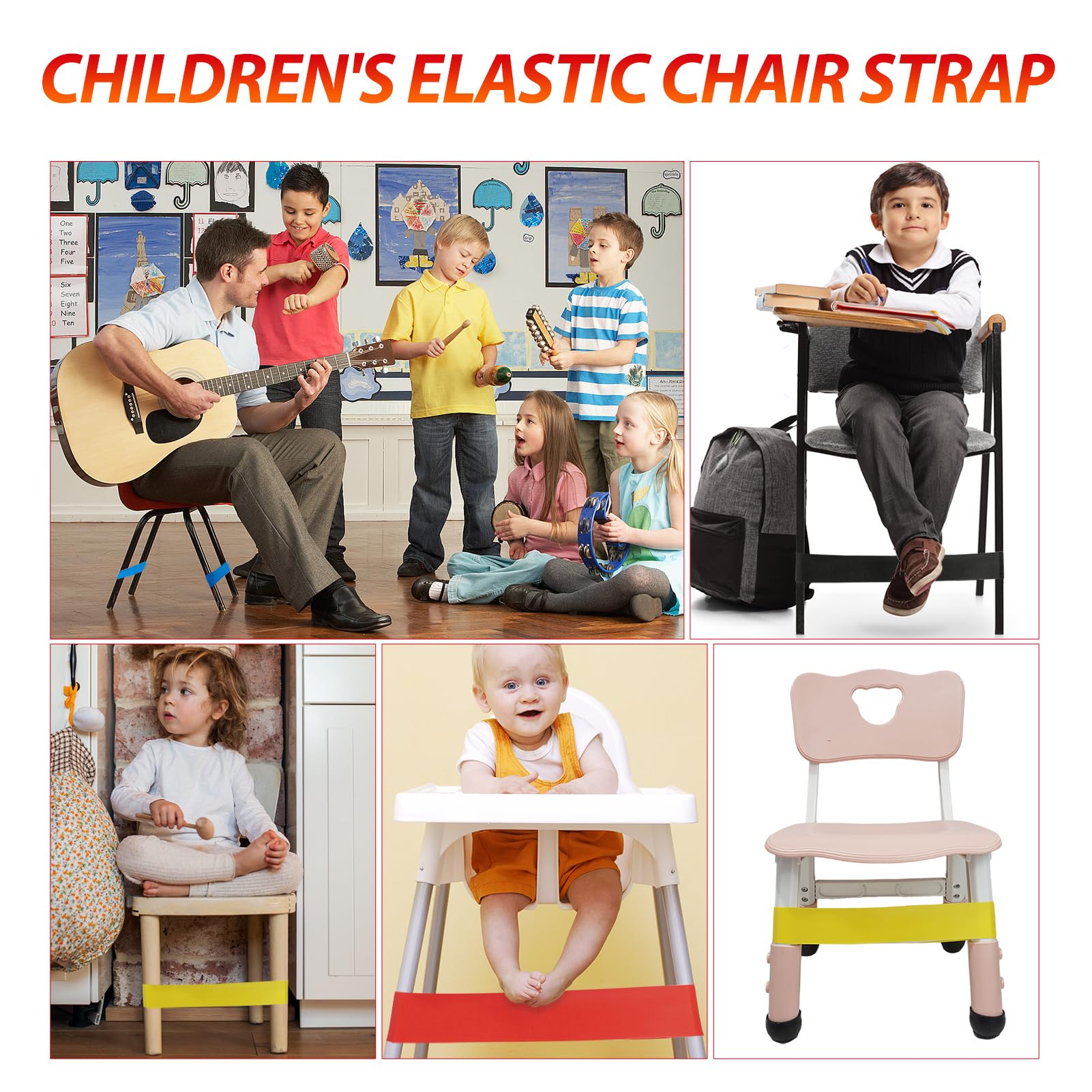 9 Pieces Bande De Chaise Extensible Pour Enfants, Elastiques