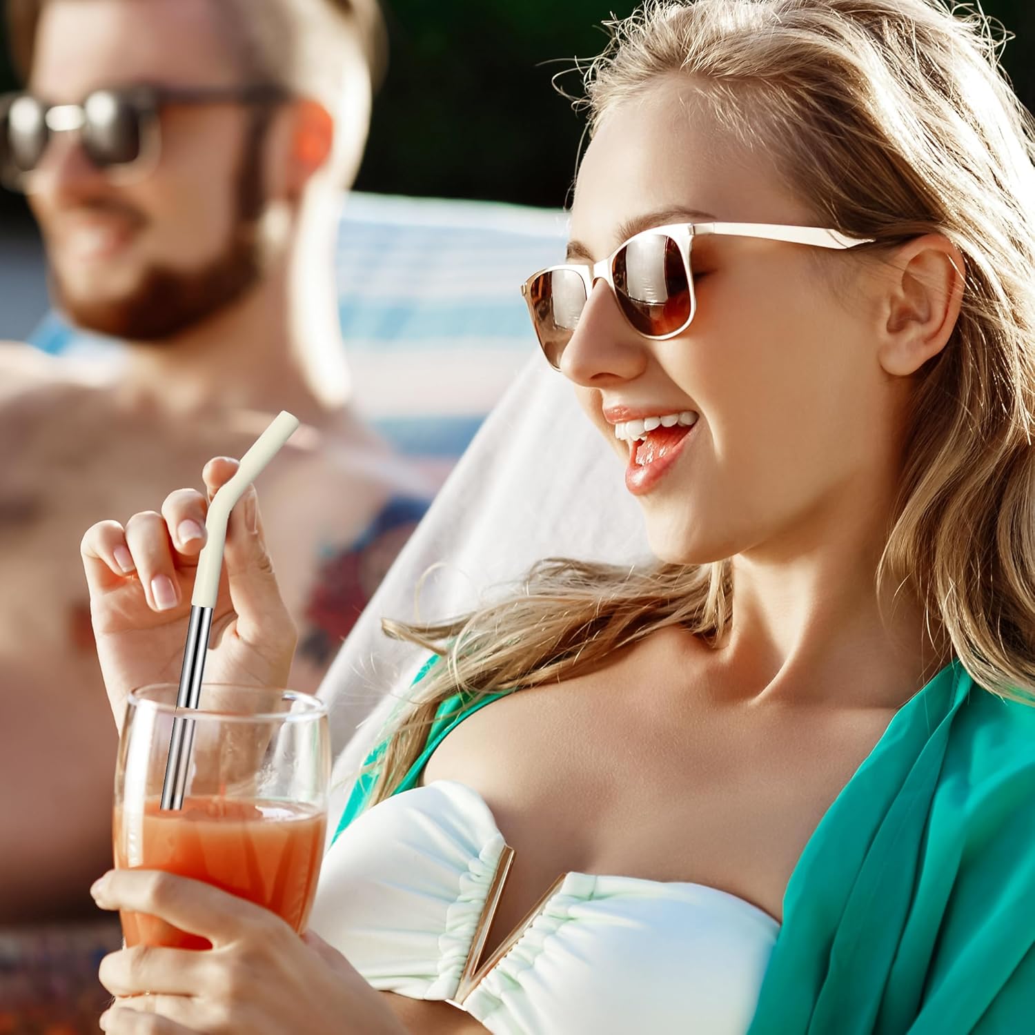 40 oz Stainless Metal Straws for 40 oz Stanley Tumbler, 6Pcs Reusable Straight Long Steel Straws with 12 Silicone Tips and 2 Straw Cleaning Brushes(6Color2, 40oz) - Image 4