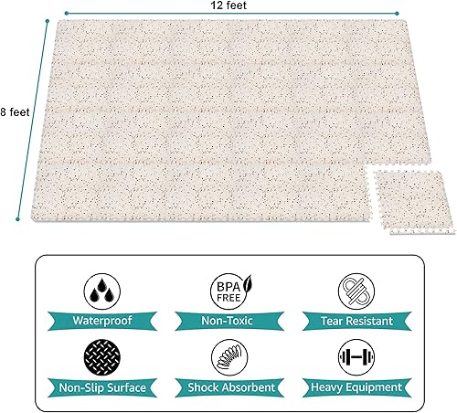 Miniatura 111 de Sorbus Azulejos de grano de madera de 80 pies cuadrados, tapete de espuma EVA entrelazado de azulejos de 3/8 pulgadas de grosor, rompecabezas
