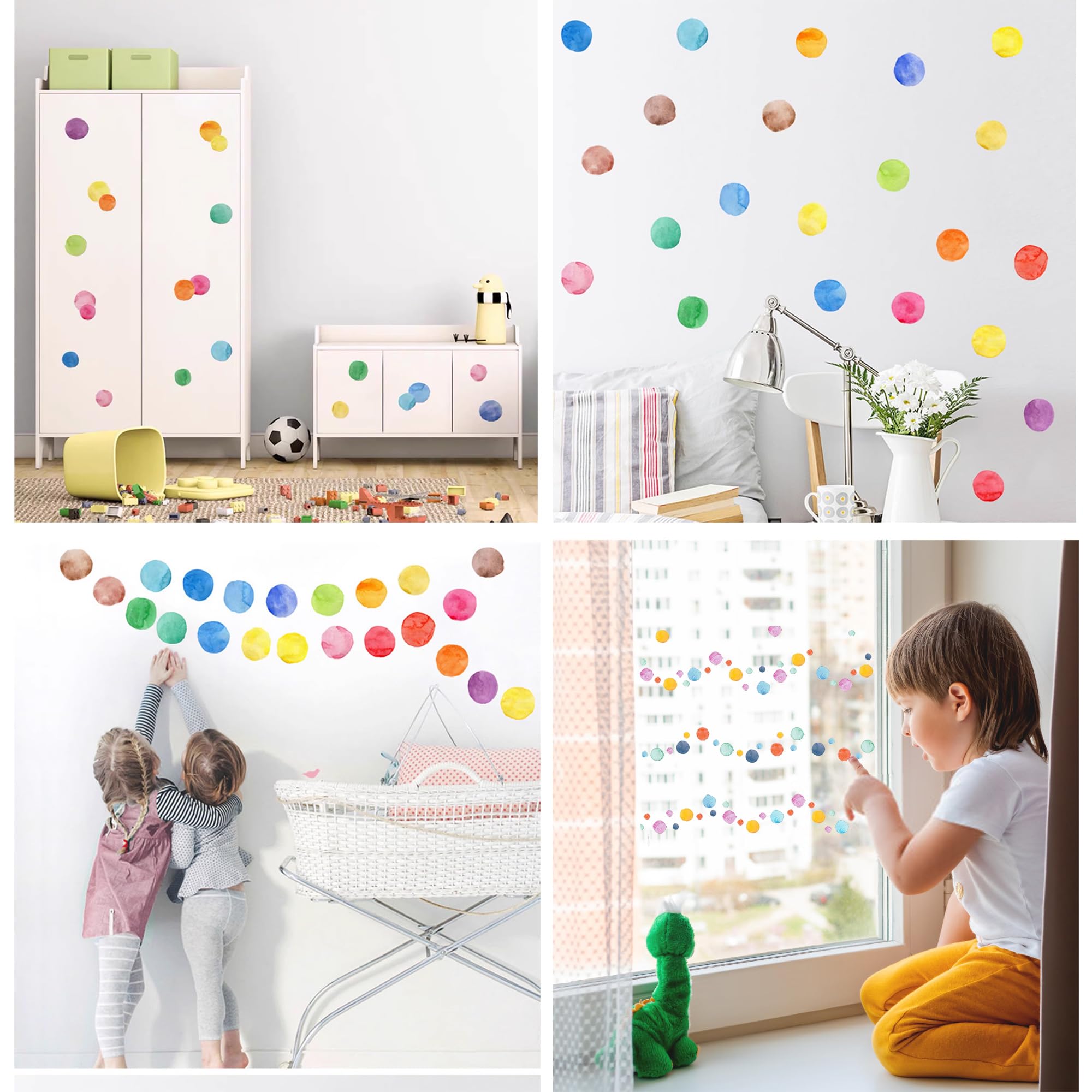 194 Pezzi Punti Adesivo Murale Acquerello,Acquerello Punti Adesivo da Parete Adesivo Murale Pois Colorate per Cameretta dei Bambini Ragazza Camera da Letto Asilo Nido Festa Decor