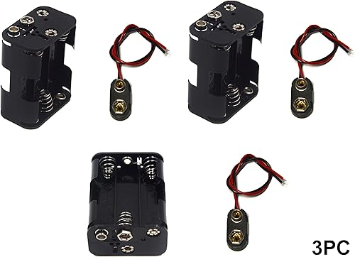 Miniatura 7 de 3 piezas 6 x 1.5 V (9 V) AA soporte de batería con 3 piezas 9V I tipo Snap conector carcasa de plástico dos capas caja de batería