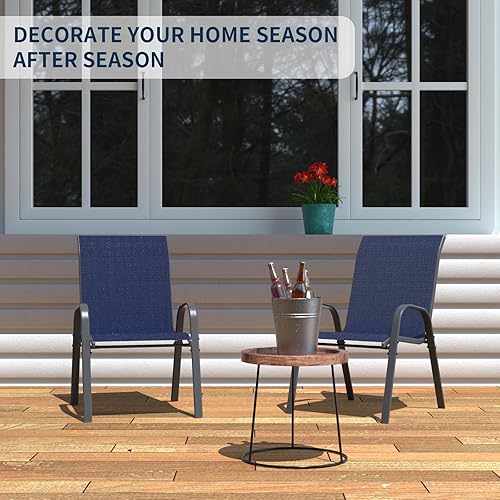 Miniatura 6 de Amopatio Juego de 2 sillas de patio, sillas de comedor apilables para todo tipo de clima, muebles de jardín transpirables para patio trasero,