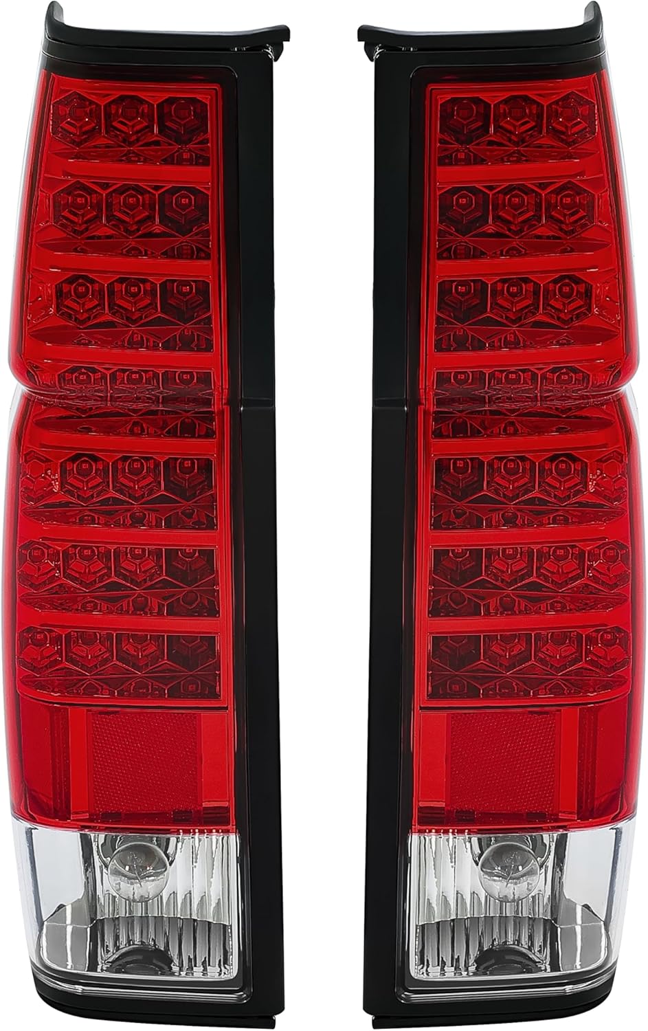 HECASA LED Pair Tail Lights Compatible with 1986-1997 Nissan Hardbody Rear Brake Tail Lamps Assembly Taillights Driver & Passenger Side (Red Lens+Clear Lens)