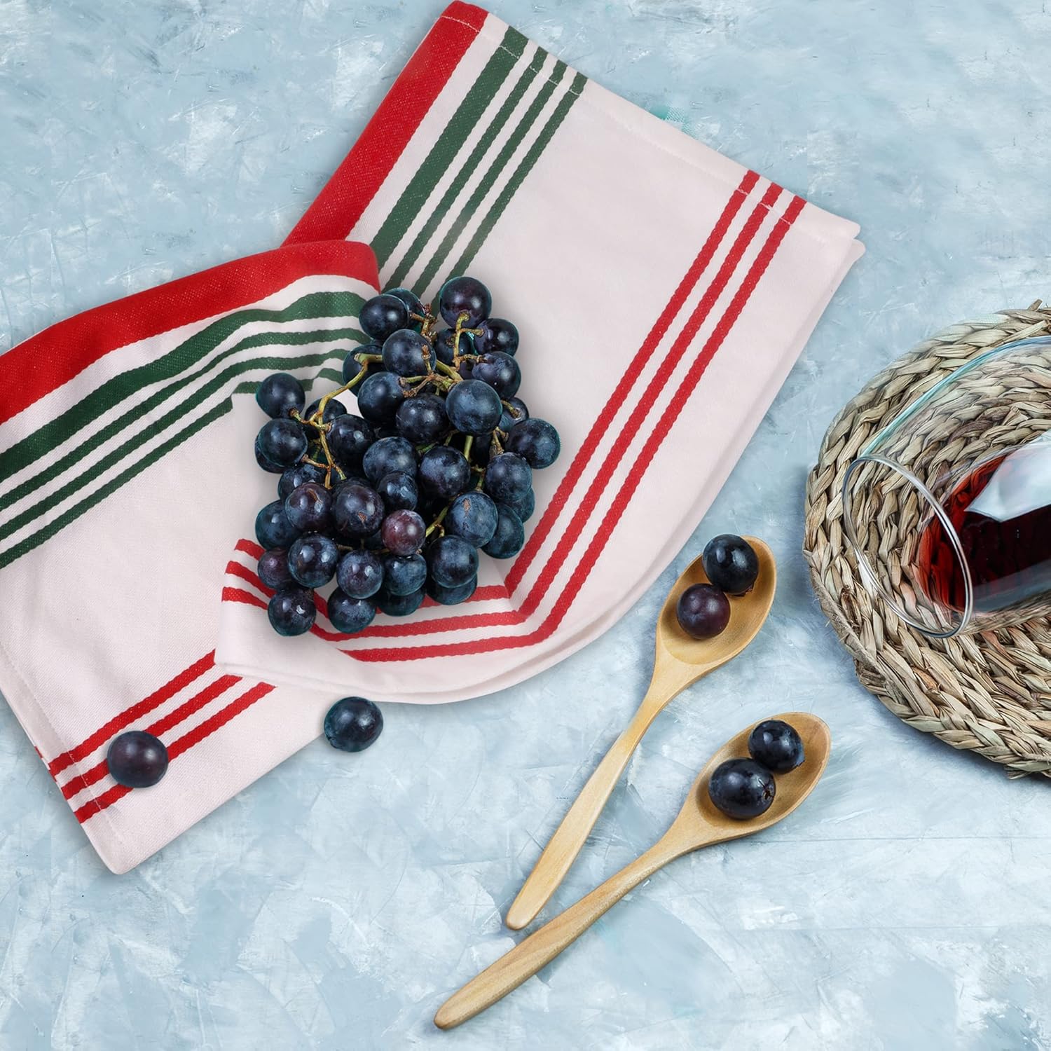 Urban Villa Kitchen Towels 100% Cotton Dish Towels for Kitchen (Set of 6) 20”x30” Dish Cloths Highly Absorbent Kitchen Linen Set with Hanging Loop Perfect for Drying Dishes Cleaning Towels- Christmas - Image 4