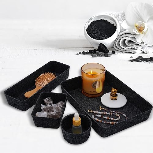 Miniatura 3 de Welaxy Bandeja organizadora de cajones de escritorio de oficina Bandeja de almacenamiento de fieltro para bolígrafos Maquillaje de joyería