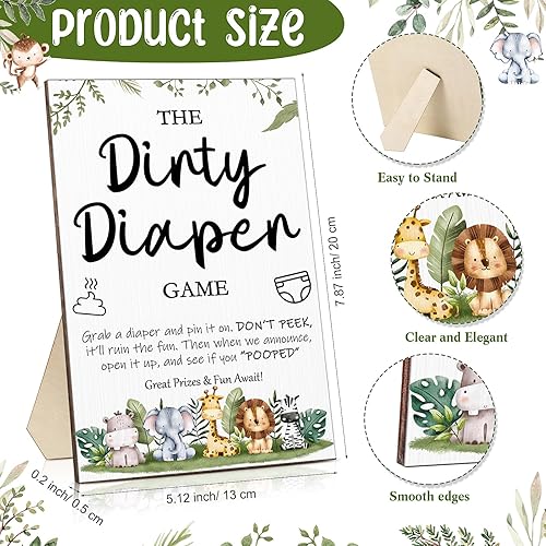 Miniatura 2 de Roowest 51 piezas de pañales sucios para baby shower, divertidos letreros de madera con 50 mini pañales, lindo fieltro para fiesta de revelación