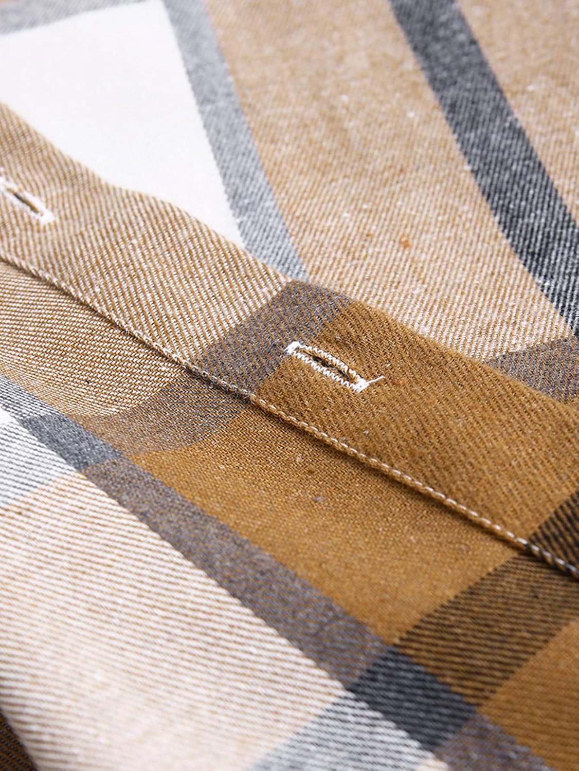 OYOANGLE Men's Casual Plaid Flannel Jacket with Hoodie Long Sleeve Button Down Shirt - Image 4