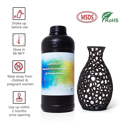 Miniatura 8 de LODESIGN Impresora 3D fotopolímero estándar de resina de curado UV de 405 nm, bajo olor, baja contracción, impresión de alta precisión para