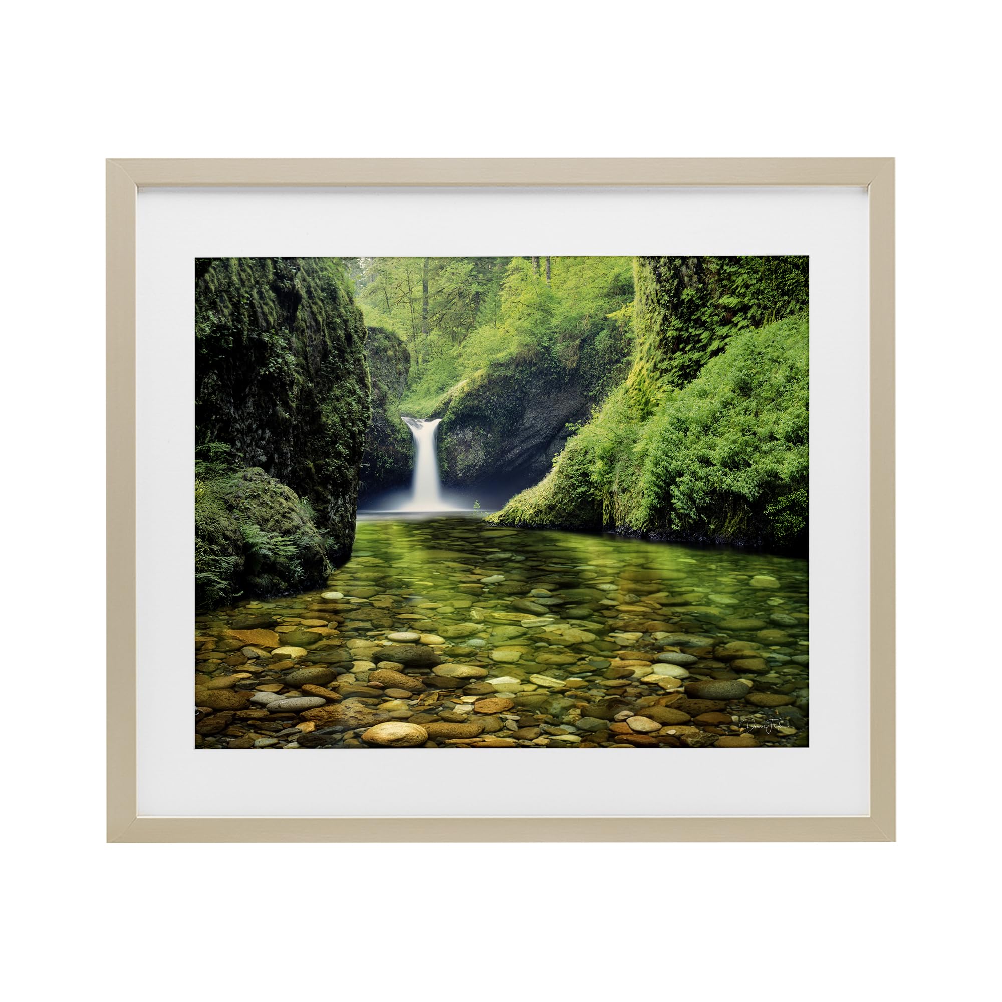 Stupell Industries Harvest Pine (Textured) 'Punchbowl Falls In Emerald Forest'| Framed Print Under Glass