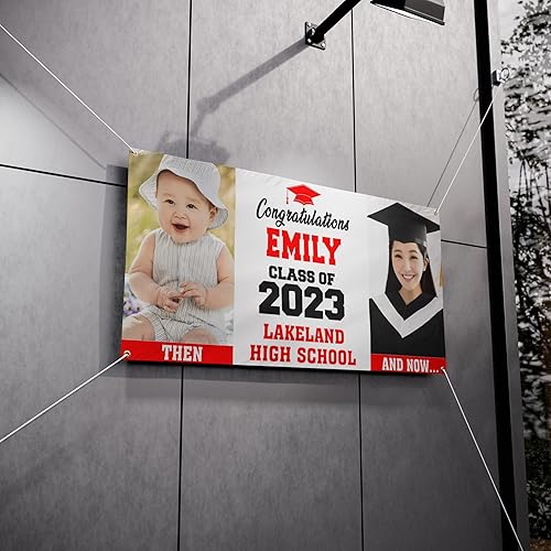 Miniatura 3 de Cartel personalizado de graduación 2023 con foto y nombre, 13 onzas antes de después de los recuerdos, decoraciones de graduación personalizadas