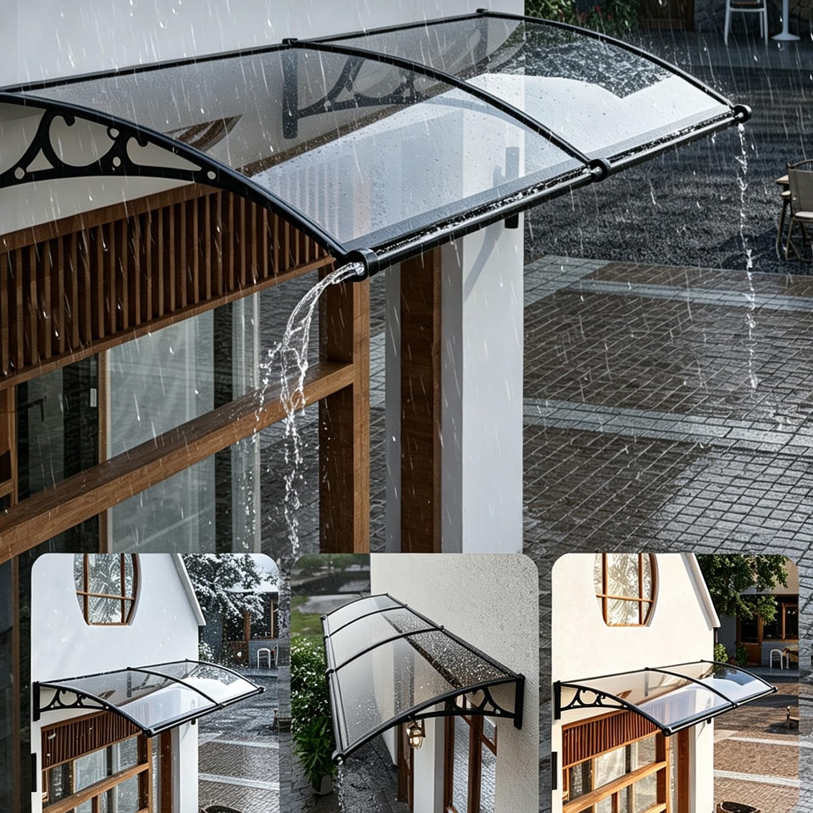 Tablero De Policarbonato con Soporte De Aluminio, Protector contra Lluvia For Exteriores