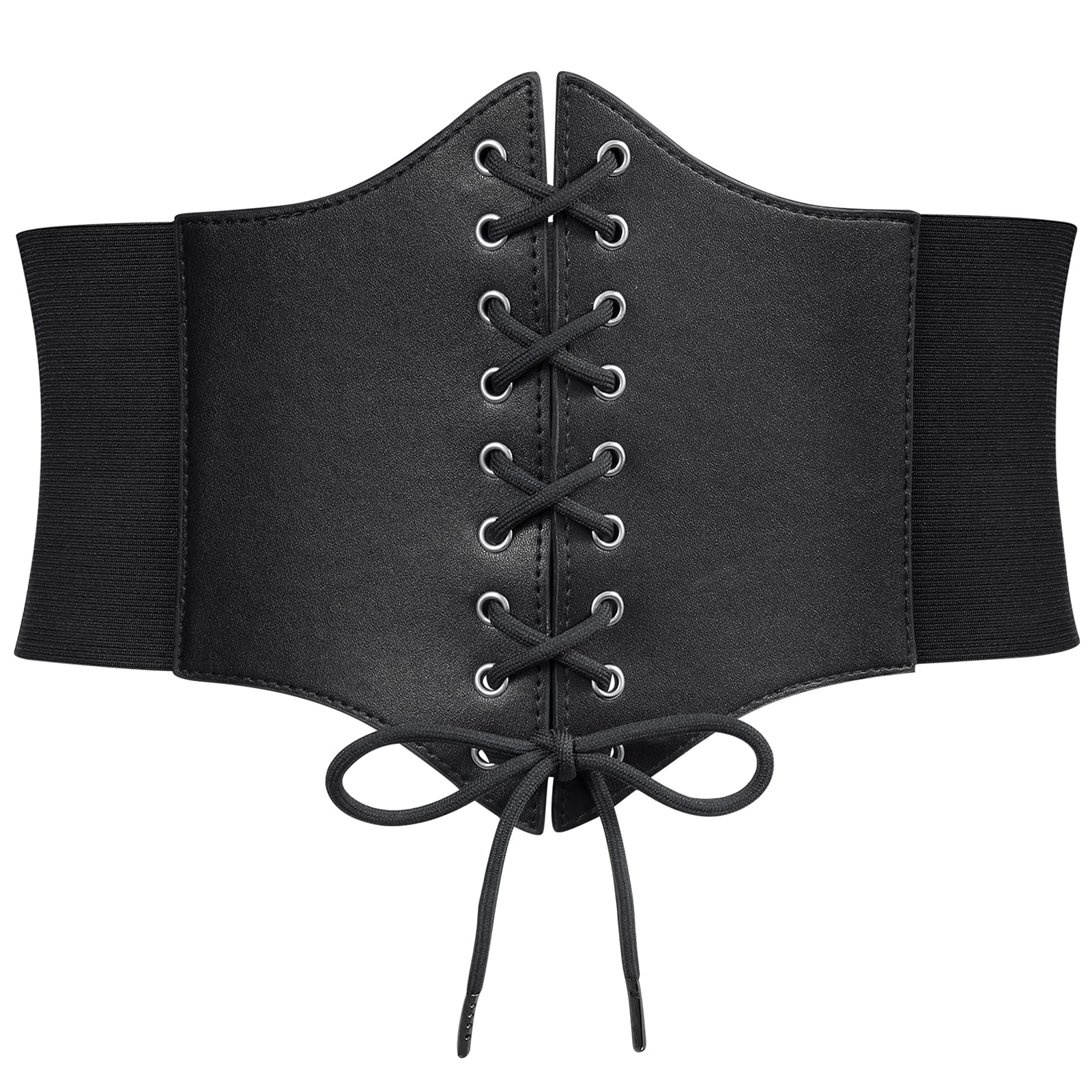 5545 2 Pack Women Corset Elastic Belt Wide Retro Lace-up Tied Costume HANERDUN Lace-up Waspie Corset Belts for Women Elastic Waist  main image 3