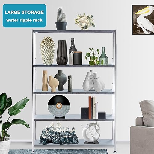 Miniatura 3 de susunnus Estantes de acero inoxidable, estantes de garaje de 5 niveles, estantes de metal resistentes y estantes de almacenamiento industrial,