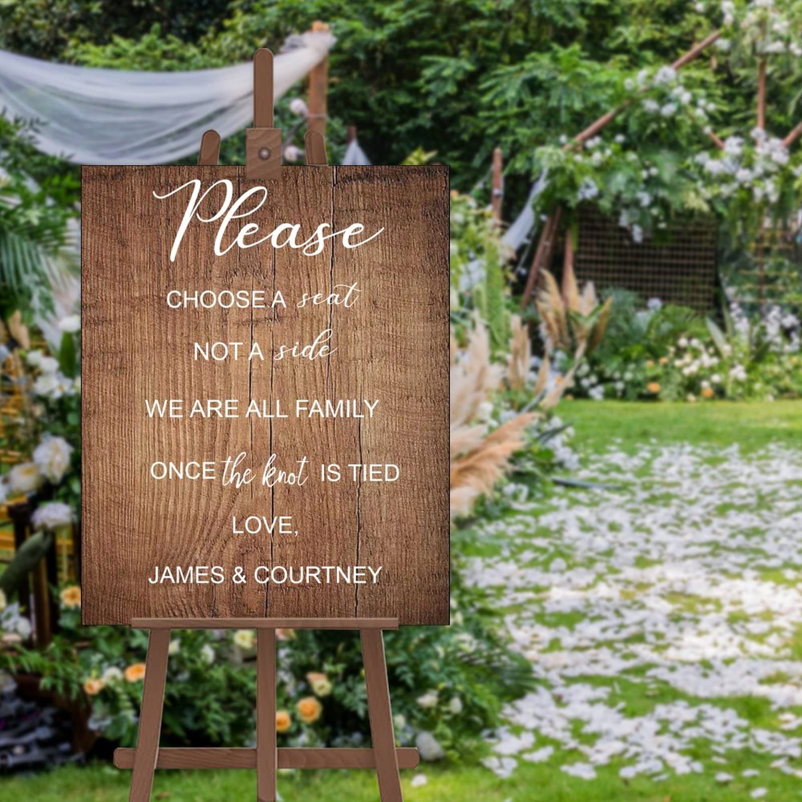Panneau Choose A Seat Not A Side pour mariage champêtre en plein air