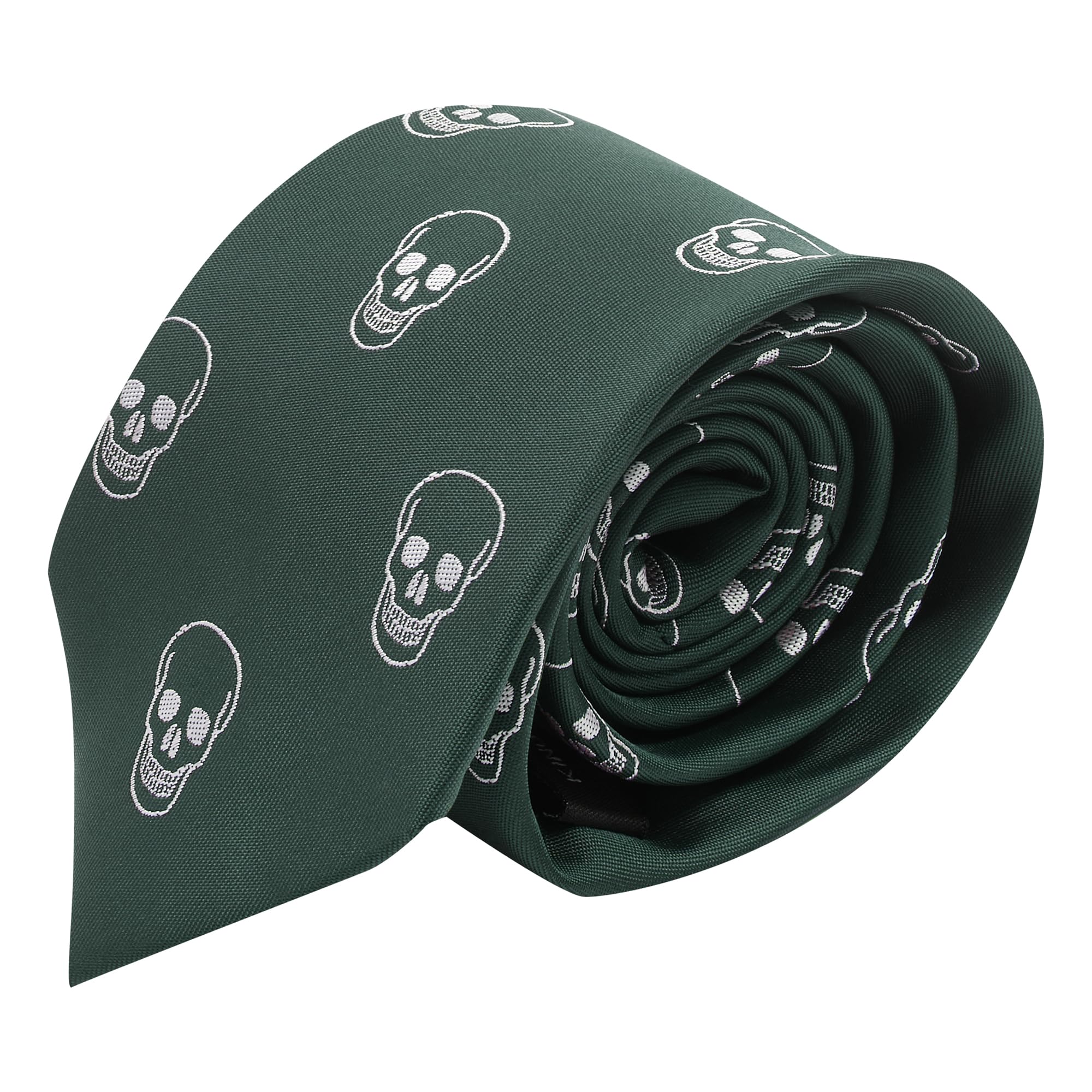 King & Priory Dark Green Embroidered Skull Tie