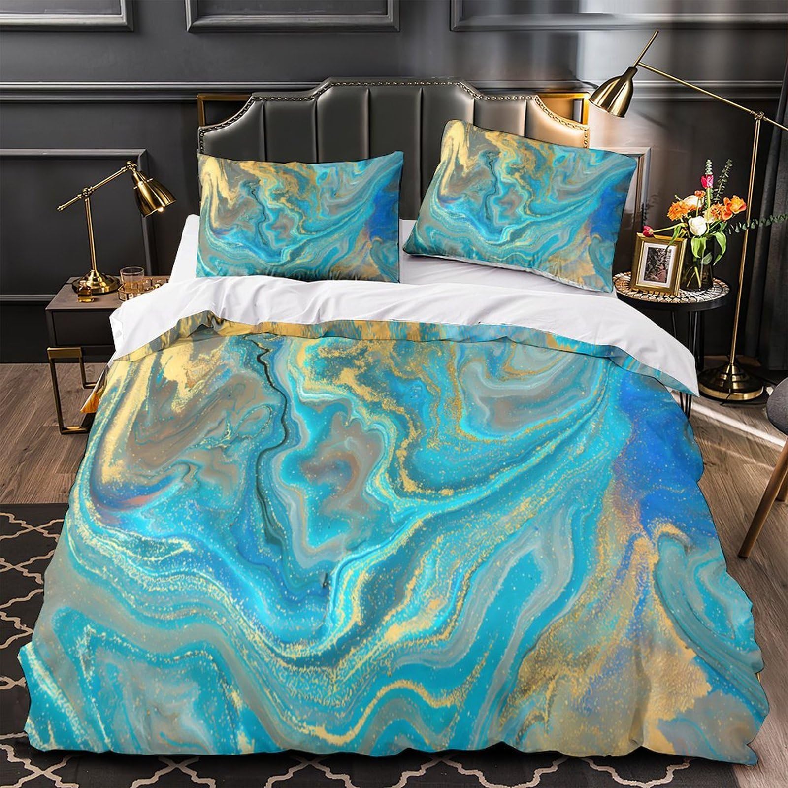 Housse de couette 220x240cm effet peinture 3D avec fermeture éclair