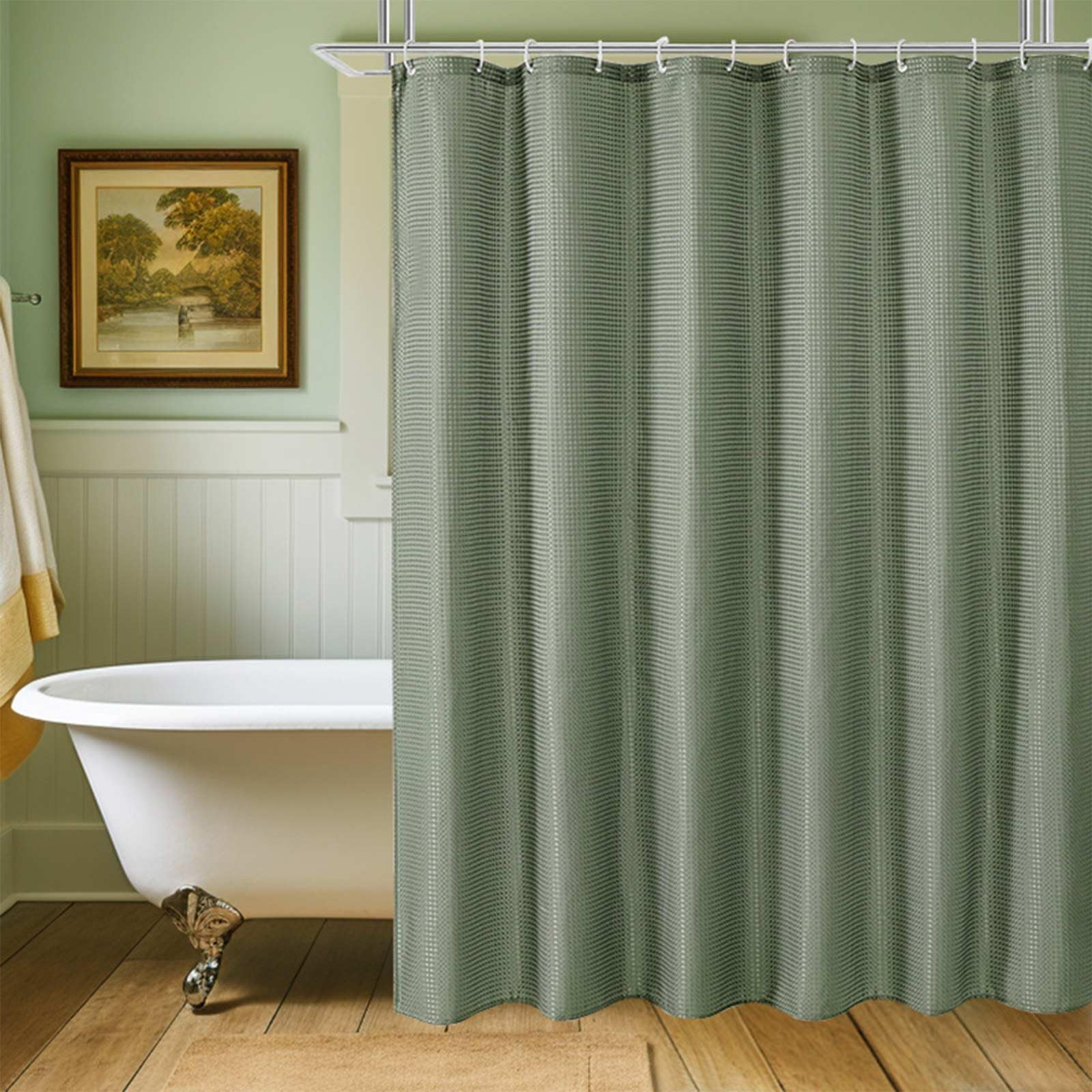 Rideau De Douche Avec Anneaux Intégrés 180 X 200 Cm Terracotta Et Noir