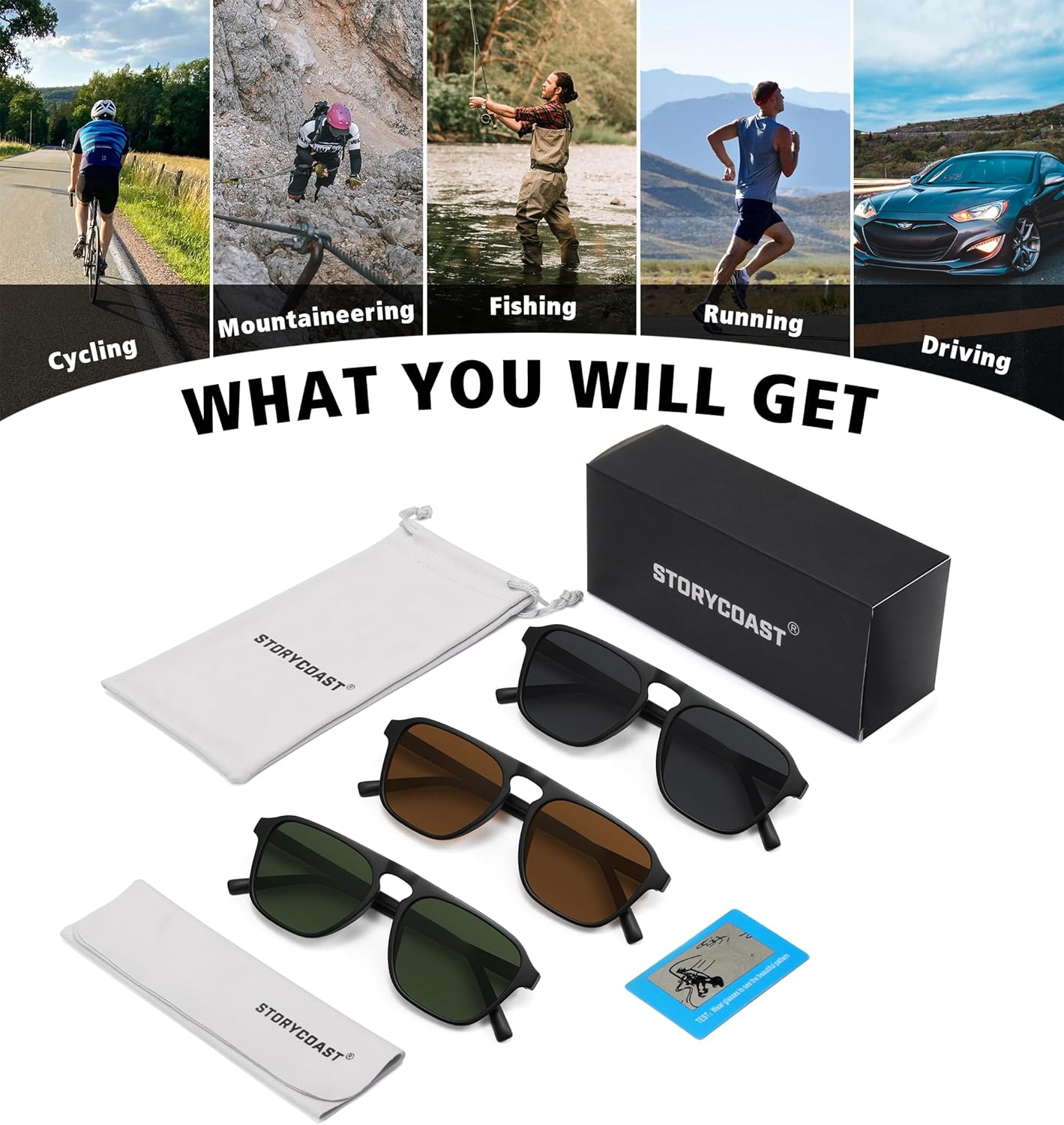 STORYCOAST Polarized Retro Aviator Sunglasses for Men Women Classic Driving Running Sports Square Aviators Sun Glasses - Image 7