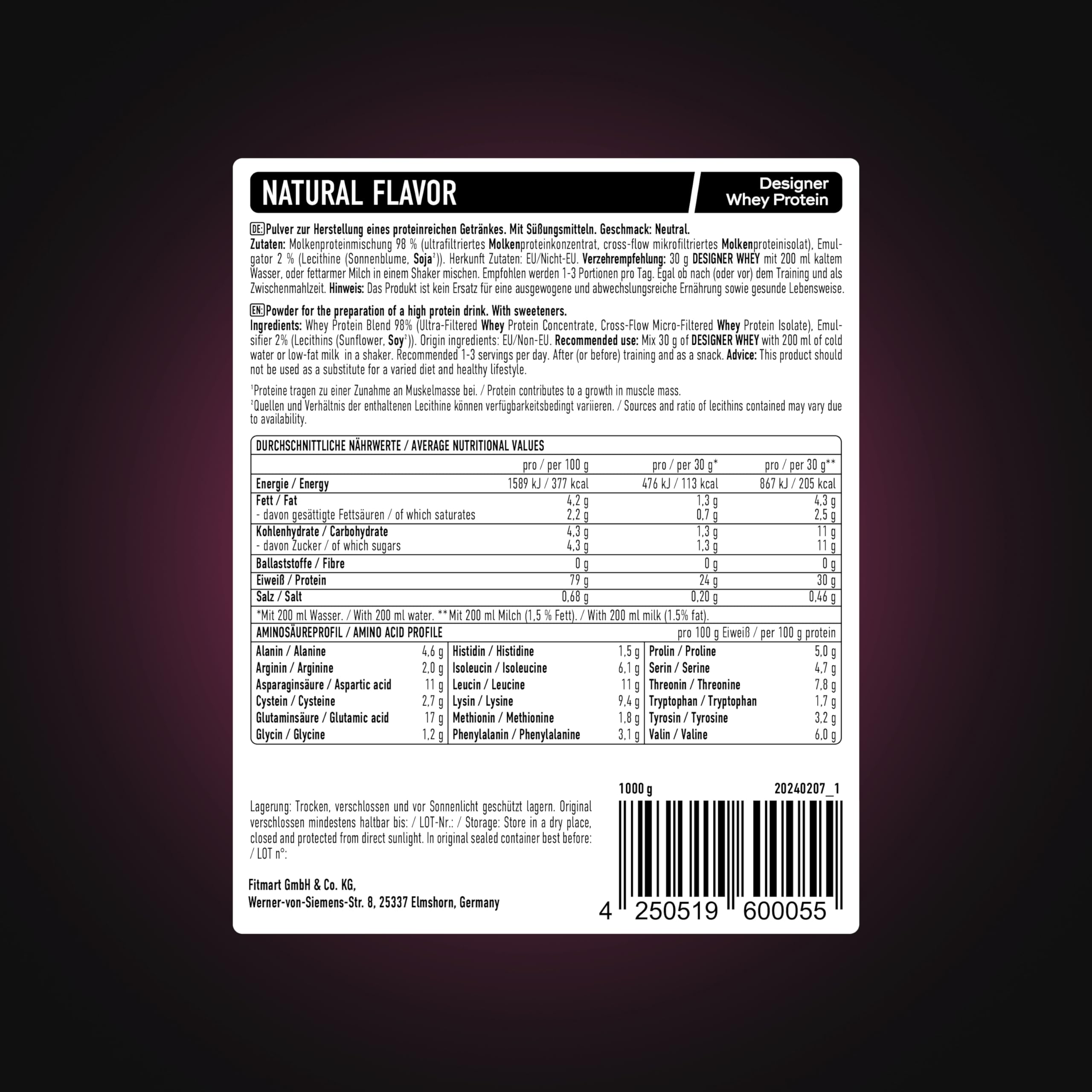 ESN Designer Whey Proteinpulver + Gratis Shake, Geschmacksneutral, 2 x 1 kg | Bis zu 23 g Protein pro Portion, ideal zum Muskelaufbau und -erhalt - made in Germany
