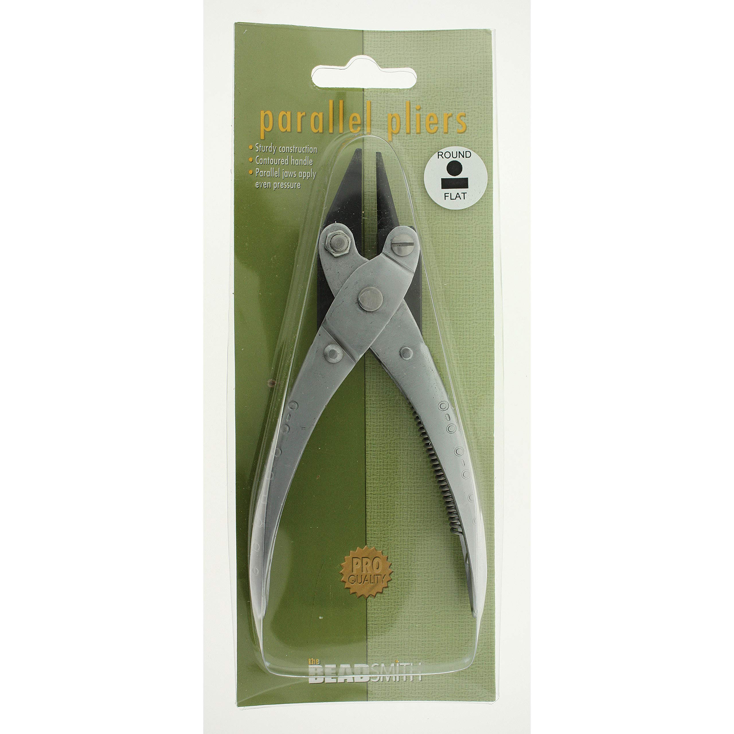 The Beadsmith Szczypce równoległe okrągłe/płaskie, 140 mm, stalowe narzędzie do produkcji biżuterii, ze sprężyną