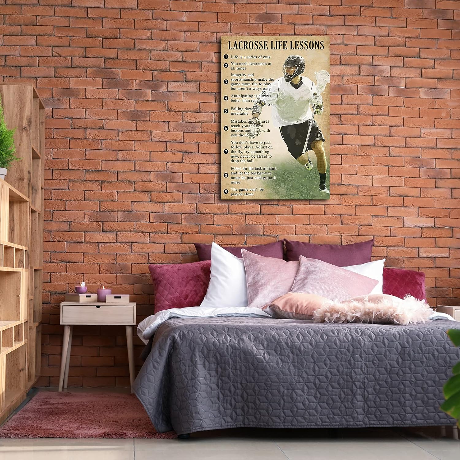 Vintage Lacrosse Posters Educational Knowledge Art Quotes Wall Decor Canvas Inspirational Wall Art Prints Picture Life Lessons Modern Painting for Boys Bedroom Framed 12x18 inch(30x45cm)