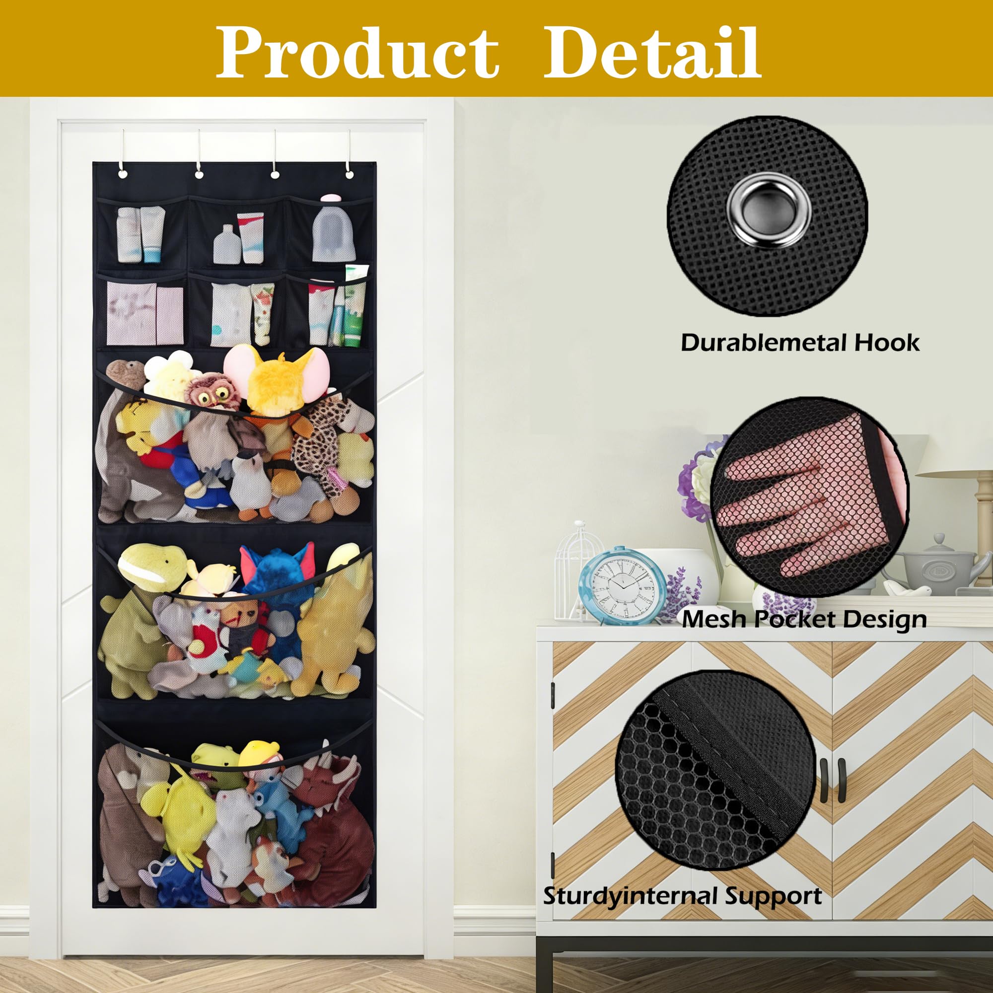 Kuscheltier Aufbewahrung tür, Stofftier Aufbewahrungs, Plüschtier Aufbewahrung mit 4 Taschen, Kuscheltier Aufbewahrungs Netz, Kuscheltiers über der Tür Hängend Organizer für Kinderzimmer Schlafzimmer Küche, Haushalt & Wohnen