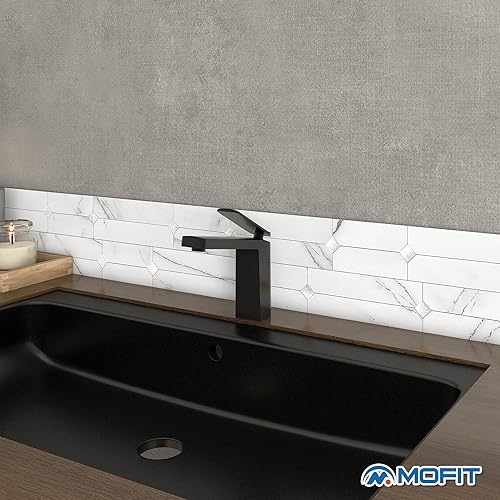 Miniatura 4 de MOFIT - Calcomanías de piedra para loseta en muro de cocina, azulejos de despegar y pegar, paneles de pared de mosaico lineal mate, impermeables