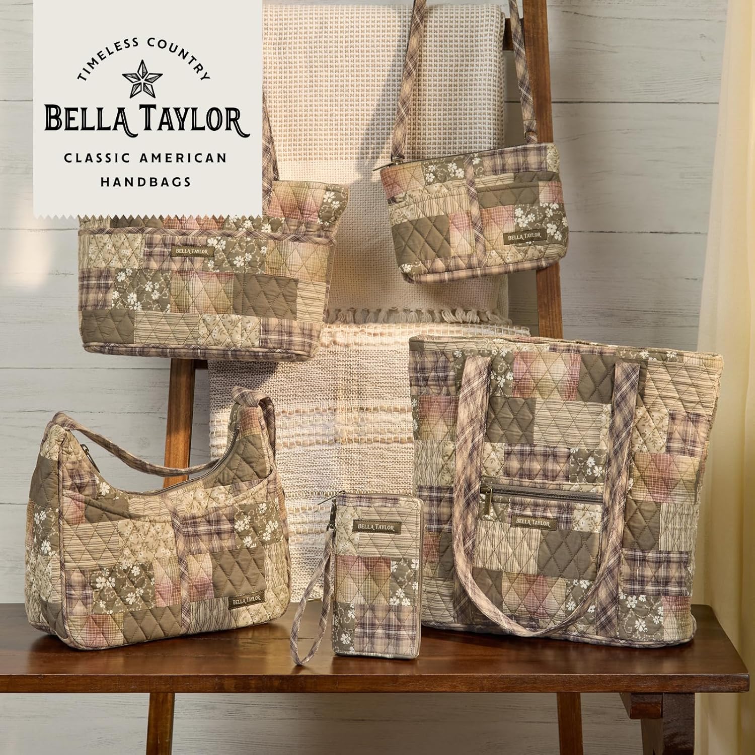 Bella Taylor Small Tote, Quilted Purse for Women, Lightweight Fabric Handbag, 10 Pockets, Zip Top - Image 6