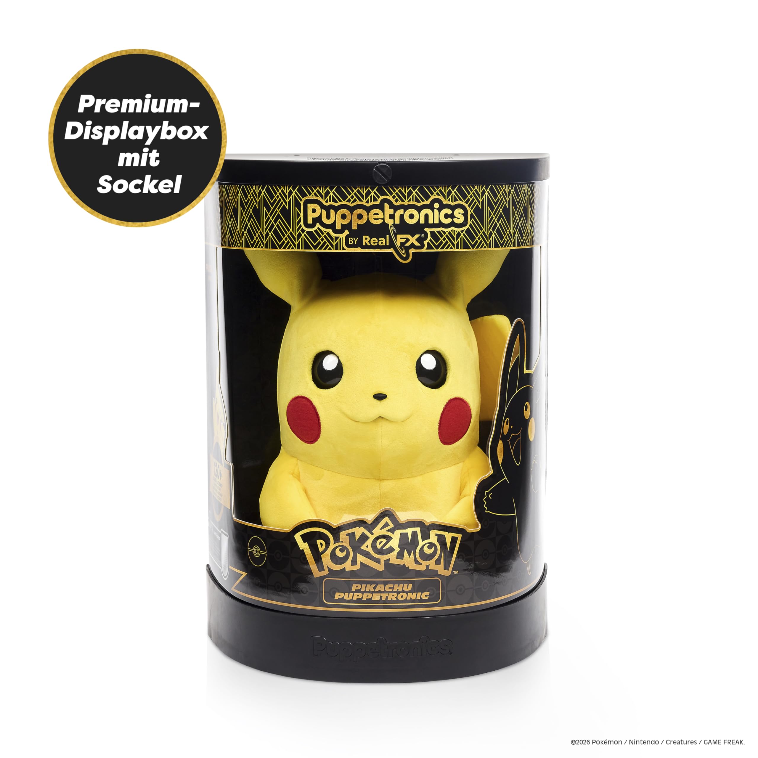 Wow! Stuff Pokémon Pikachu Puppetronic by RealFX I Interaktive Handpuppe 40 cm I 120+ Geräusche & Aktionen I Beweglicher Mund, leuchtende Wangen, blinzelnde Augen, bewegliche Ohren I ab 8 Jahren