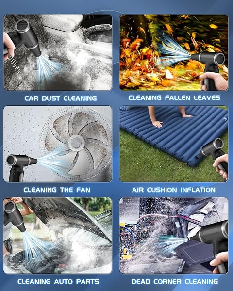 Electric Compressed Air Duster - 33,0000 RPM Rechargeable Cordless Turbo Blower, Portable Air Blower Gun for Cars, PC, Keyboard, Home & Outdoor Dust Cleaning (Replaces Compressed Air Cans) - 5
