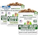 BARK&SPARK Allergy Relief + Omega 3 for Dogs Bundle - Anti-Itch Skin + Skin Allergy - Omega 3 Fish Oil + EPA & DHA Fatty Acids - Itching&Paw Licking + Itch Relief - 480 Chews - Made in USA