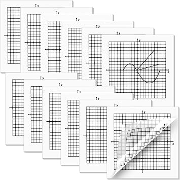 Xaatren 600 Sheets 12 Pads Graph Paper Sticky Notes Transparent 3 x 3 Inch, Graph Paper Sticky Pads 20 x 20 Four Quadrant Self Stick Note for Office School Math Supplies
